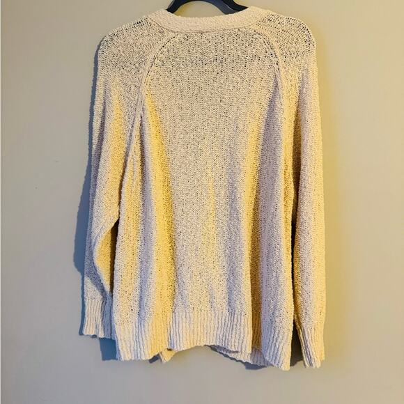 Naturals D & Co Textured Open Knit Cream Cardigan Front Button Beachy Coastal - Picture 10 of 10